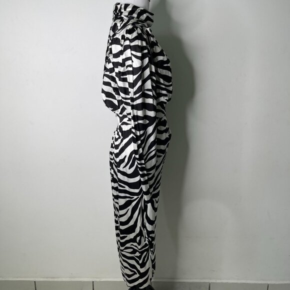 NWT Ronny Kobo Women's Black White Kiara Long Sleeve Midi Dress Size Small - Picture 5 of 15